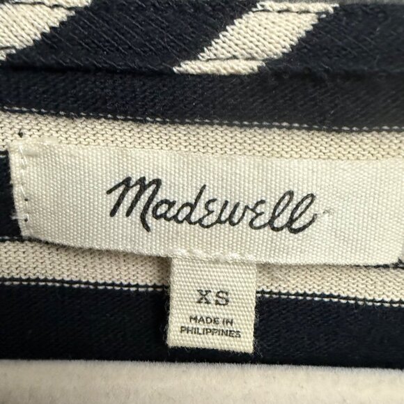 Madewell Womens XS Black Beige Striped Long-Sleeve Top - Picture 2 of 8